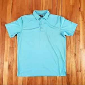 Callaway Mens Polo Baby Blue Striped Golf Shirt